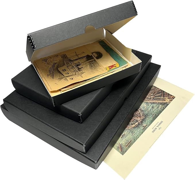 Lineco Archival Folio Storage Box. Metal Edge Archival Boxboard, Clamshell Lid. 9.5 x 12.5 x 1.75 inches.