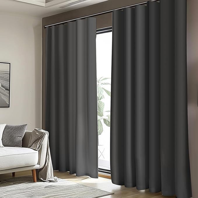 Cbsroro Room Divider Blackout Curtain Track Curtains Wall Dividers Panels Screen for Living Rooms Bedroom Office Privacy Partition Separation, W180 × L108 Inch,1 Panel, Black