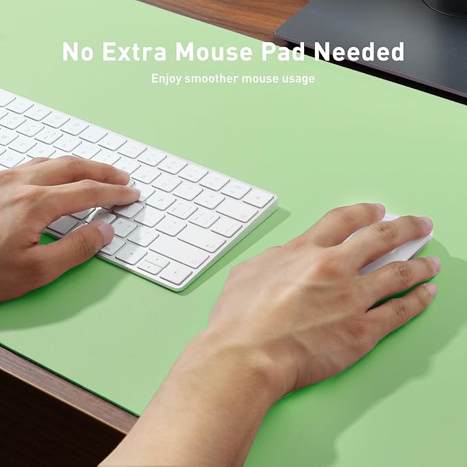 Aothia Leather Desk Pad Protector, Office Desk Mat, Large Mouse Pad, Non-Slip PU Leather Desk Blotter, Laptop Desk Pad, Waterproof Desk Writing Pad for Office and Home (48"x17", Foam Green)