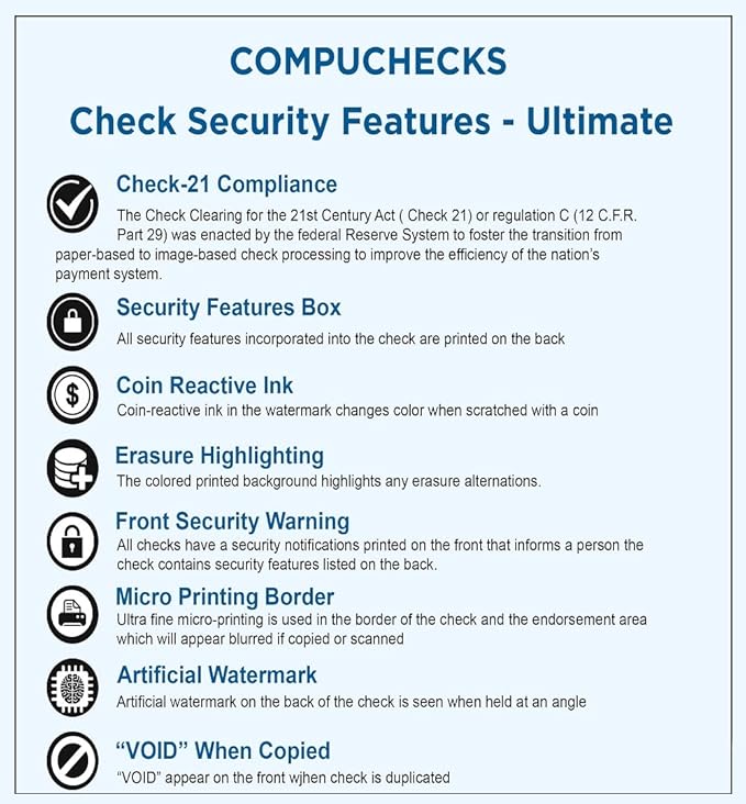 Compuchecks Check on Top Blank Check Paper - 2500 Pack, Quick-Books & Laser Printer Compatible - Security Business Checks with Voucher - 8.5" x 11" Gold Diamond