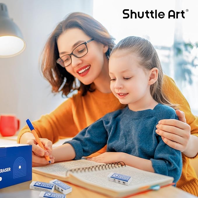 Erasers, Shuttle Art 72 Pack Premium Erasers Bulk, White Eraser Classroom Set for Kids Teachers as School and Office Supplies