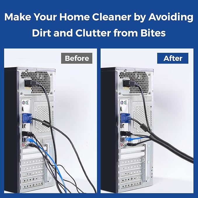 Wire Loom 1/2 inch 33ft, YCLYC Split Loom, Cord Protectors from Pets, Wire Protector Tubing, Flexible Wire Conduit, Electrical Cord Cover for Automotive, Black
