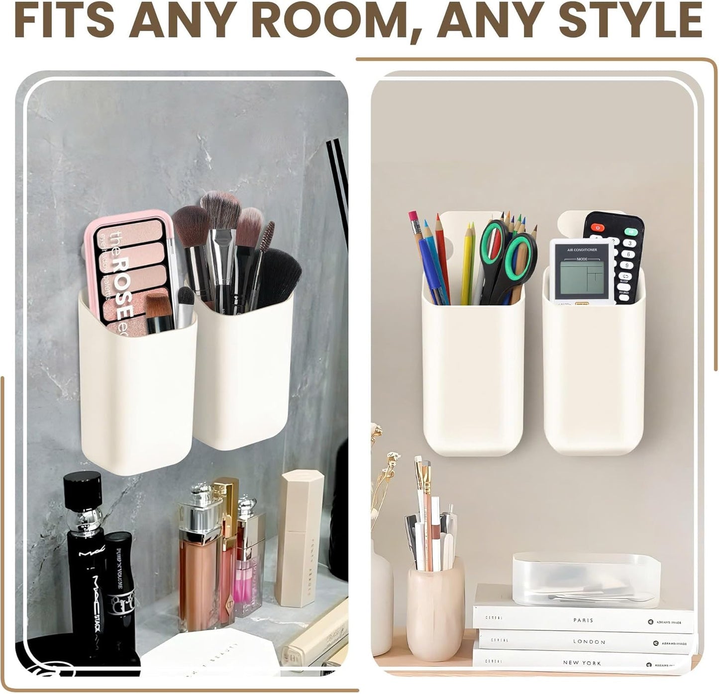 Pack 2 Magnetic Wall Mount Holder, Magnetic basket for fridge, Remote control holder, Straw organizer for cabinet door,Magnetic basket for whiteboard,Magnetic Marker Holder,School Locker Accessories