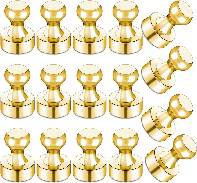 LOVIMAG Fridge Magnets 16Pcs Refrigerator Whiteboard Small Strong Magnet Classroom Kitchen Accessories Decorative Locker Set Decor Must Haves Office Calendar Refrigerador Magnetic Cute Crafts Gold