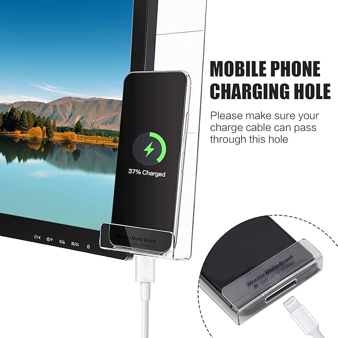 Multifunction Computer Monitor Memo Board - Transparent Computer Side Panel Memo Creative Monitor Side Panel with Phone Holder Suitable for Office Home Desktop，Left and Right (4pcs)