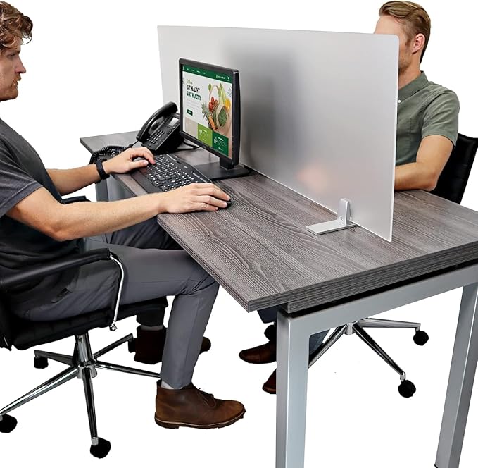 OBEX Acrylic Free Standing Screen, Divider for Desk Privacy Home & Office Partitions for Table Top Workstation, Portable Cubicle Panel for Work, 24" x 72", Frosted