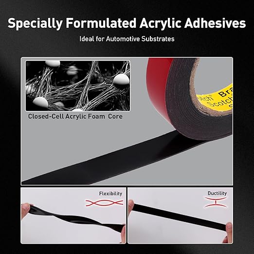 Automotive Acrylic Plus Attachment Tape 0.55" x 18Ft Made of 3M Double Sided Tape PT1100 Heavy Duty for Moldings Claddings Panels Pads and Other Car Automotive Applications