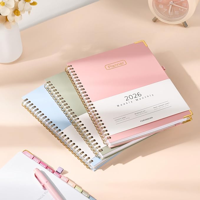 Forvencer 2026 Planner, Hardcover Calendar Planner Weekly and Monthly, Jan 2026 - Dec 2026, 8.5" x 11", Spiral Agenda Book with Tabs, Exquisite Daily Journal Organizer for Home School, Purple
