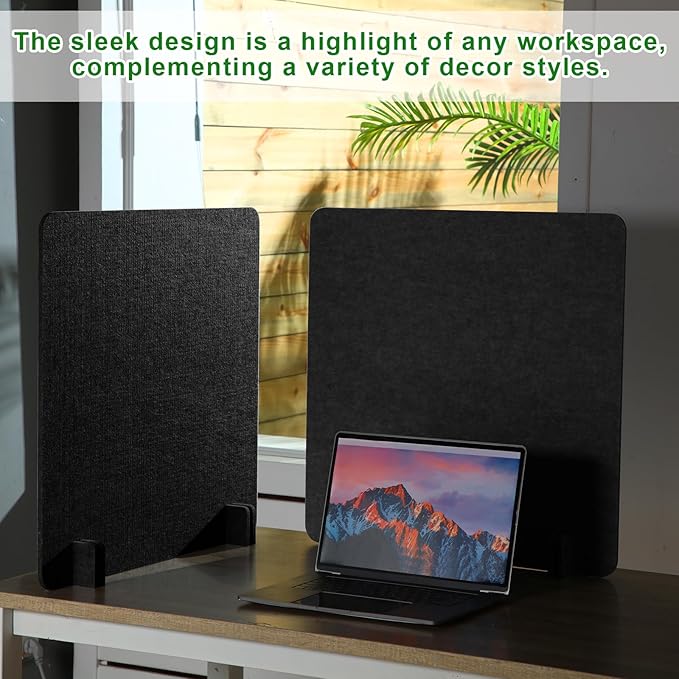 Kisston 6 Pack Acoustic Desk Divider Desk Partition 24 x 24" Stand Up Freestanding Desk Privacy Panel Noise and Visual Distractions Reducing Table Divider for Student Reception Area Office(Dark Gray)