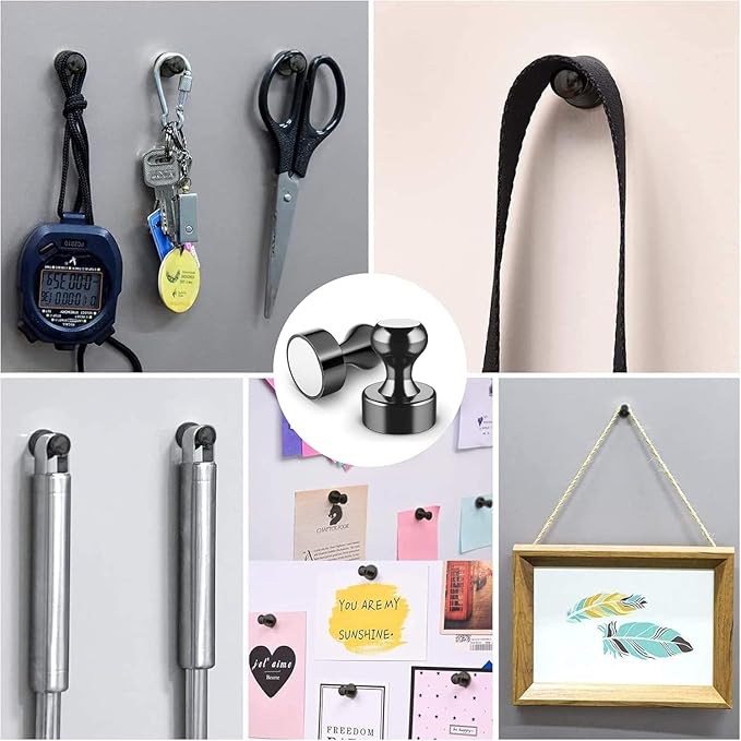 Grtard 100 Pack Magnetic Push Pins, Fridge Magnets for Whiteboard, Whiteboard Magnets Refrigerator Magnets, Small and Strong Push Pin Magnet for Office, School, Locker, and Map Magnet (Black)