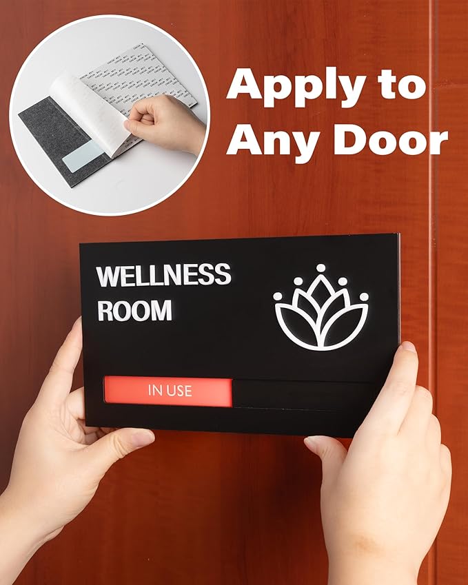 Conference Room Door Signs for Office, Meeting In Progress Door Sign, In Use Available Slider Indicator Tells Whether Room Vacant Or Occupied