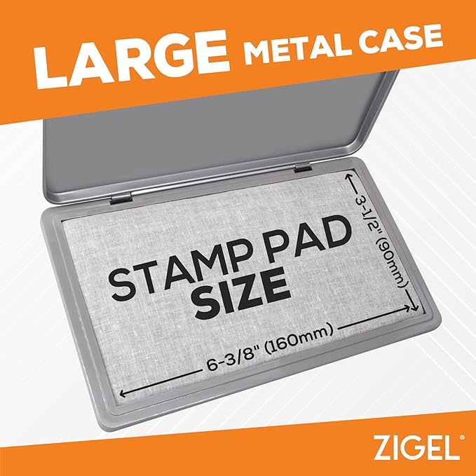 Metal Case Stamp Pad Large Size, Sky Blue Color - Size: 3" x 6" - Choose from 15 Ink Colors