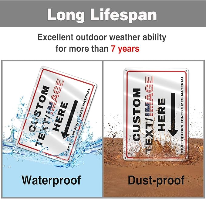 Custom Sign Outdoor Metal Large, Left or Right Arrow, 22''x16'' Glow in the Dark/Reflective Option, Personalized Address Plaque, Customize for Business Logo, Office, Home, Yard