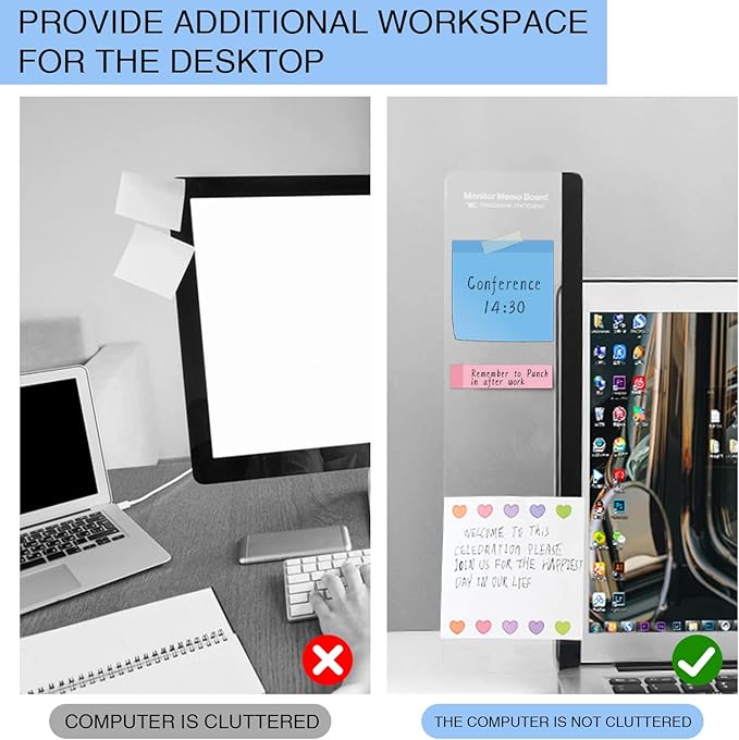 Office Desk Accessories 3pcs Multifunction Computer Monitor Memo Board - Transparent Computer Side Panel Memo Creative Monitor Side Panel Suitable for Office Home Desktop