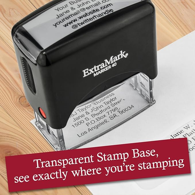 ExtraMark Return Address Stamp - Custom Self Inking Rubber Stamp - Personalized Stamp - Customizable Text with 15 Colors - Wedding Invitation & Housewarming Rubber Stamp