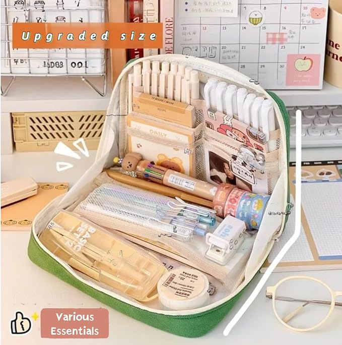 Fcteap Pencil Case Pouch Box Cute Kawaii Large Capacity Aesthetic Zipper Pen Holder Organizer Bag for Office Workspace Supplies Desk Accessories Travel (Light Pink)