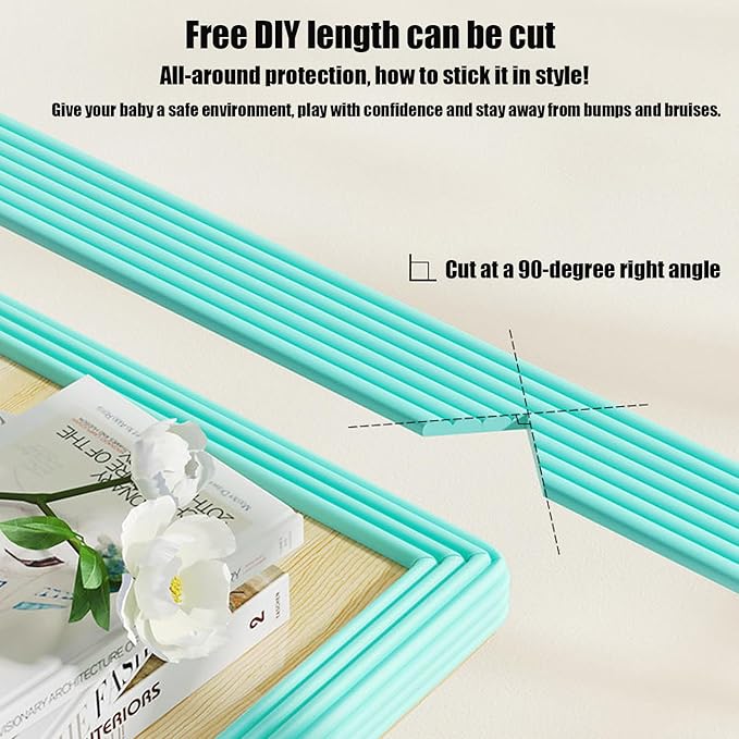 Soft Extra-Wide Edge Protector for Baby, 16.4ft Baby Proofing Edge Guards Padding Self-Adhesive Double Sided Tape, Proof Foam Padding for Sharp Edges, Table, Desk, Furniture Black Rice White