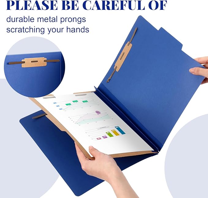 Skyygemm 48 Pcs Classification Folders Letter Size, 1 Divider Pressboard File Folder with Fasteners, Expanding File Organizer Bulk for School Teachers, Office Employee, Coworker, Staff (Dark Blue)