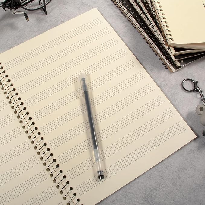 MAXCURY Blank Sheet Music Composition Manuscript Staff Paper Art Music Notebook Black 100 Pages 26x19cm (Factory)