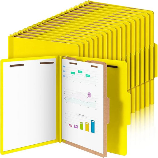 Skyygemm 48 Pcs Classification Folders Letter Size, 1 Divider Pressboard File Folder with Fasteners, Expanding File Organizer Bulk for School Teachers, Office Employee, Coworker, Staff (Yellow)