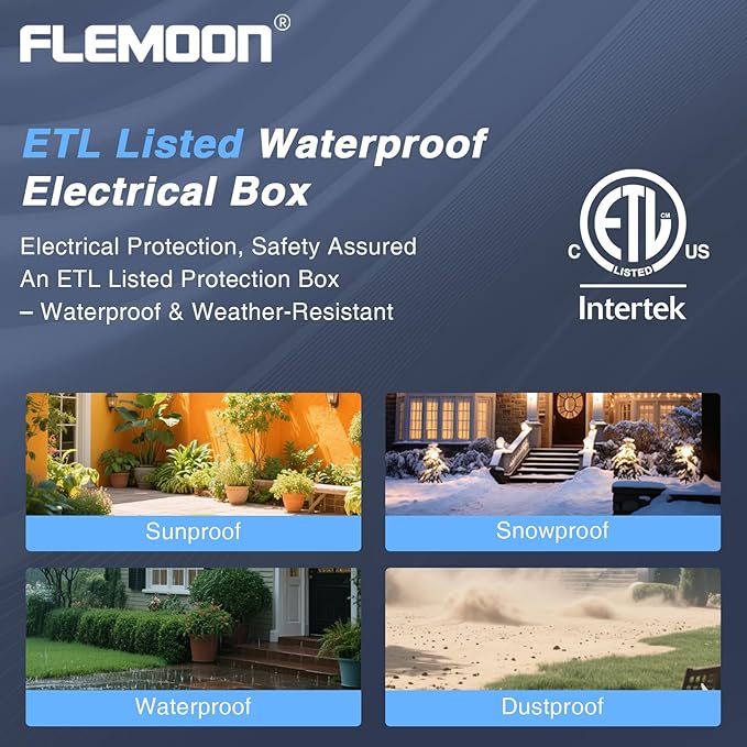 Flemoon [3 Pack] Outdoor Extension Cord Waterproof Cover, Weatherproof Electrical Connection Box for Outdoor Plug, Outlet, Outdoor Outlet, Socket, Halloween, Christmas Holiday Decoration Light, Brown