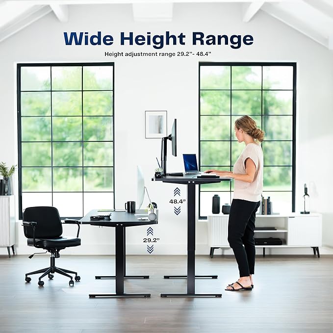 VIVO Electric 71 x 36 in Standing Desk, Memory Height Adjustment, 1B Series, Holds 220 lbs, White Top Black Frame, DESK-KIT-1B7W-36