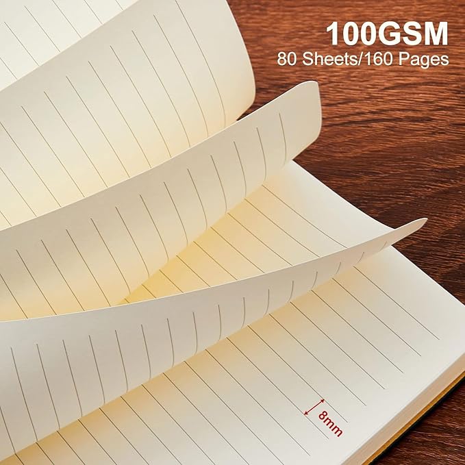 TSFPapier Lined Journal Notebook for Work College Ruled Note Book 7.2"x9.6" B5 PU Leather Daily Journaling 160 Pages for Women Men Writing Home School Supplies Business (Grey)
