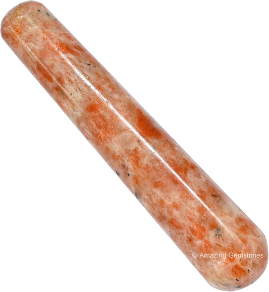 Amazing Gemstone Sunstone Crystal Wand Massage Stick - Pelvic Wand Gua Sha for Adults - Crystals and Healing Stones Massage Wands for Adults Gifts (Smooth)