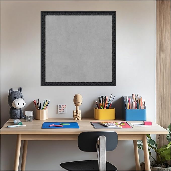 Amanti Art Black Framed Magnetic Board 22x22 Medium Vision Board for use with Magnets, 100% Metal Sheet to Display Items as Office Decor or for Home Organization in mudroom, Kitchen or Kids Room