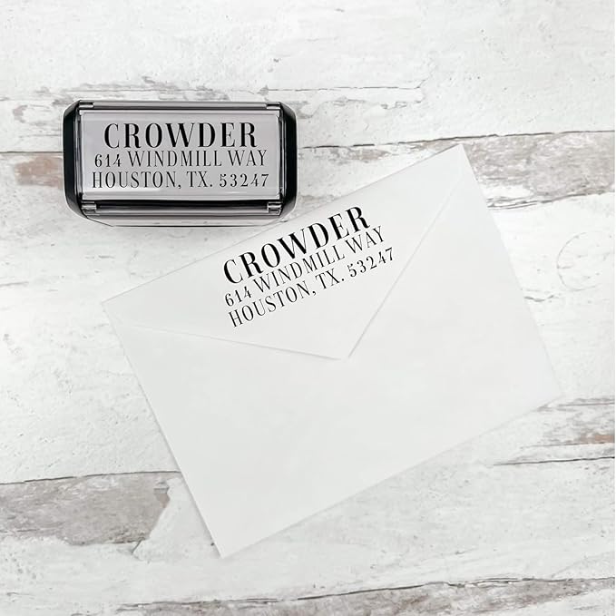 Self Inking Modern Address Stamps | Custom Return Address Stamper (Magazine Serif, Xtra Large)