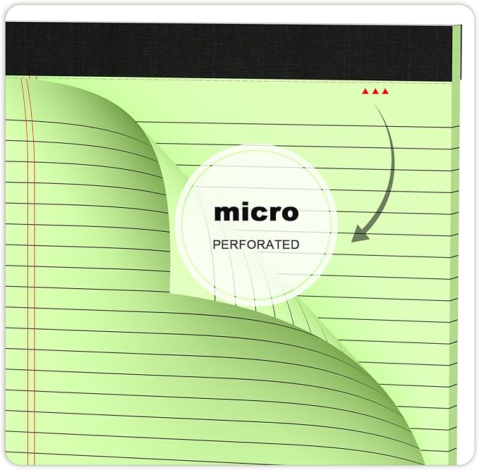 AILZFEI Green Legal Pad Note Pads 8.5 x 11 inch, Wide Ruled Clear Print Writing Pads 30 Sheets/Pad, 20lb Colored Paper, Perforated Notepad with Sturdy Back (3 Pads Green)