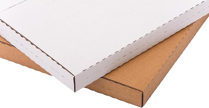YUSHYIJIE 9x6x1.3 inch Small Shipping Boxes, Multi-Depth Flat Cardboard Boxes with Fragile Stickers for DVD Shipping, Packing, Moving, Storage, White, 25 Pack