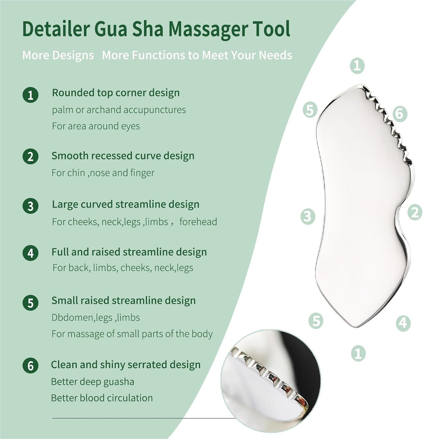 3pcs Stainless Steel Gua Sha Facial Tools & Eye Cream Applicator Metal GuaSha Set for Face Body, Detailer Gua Sha Lymphatic Drainage Massager,Guasha Face Sculpting Tool