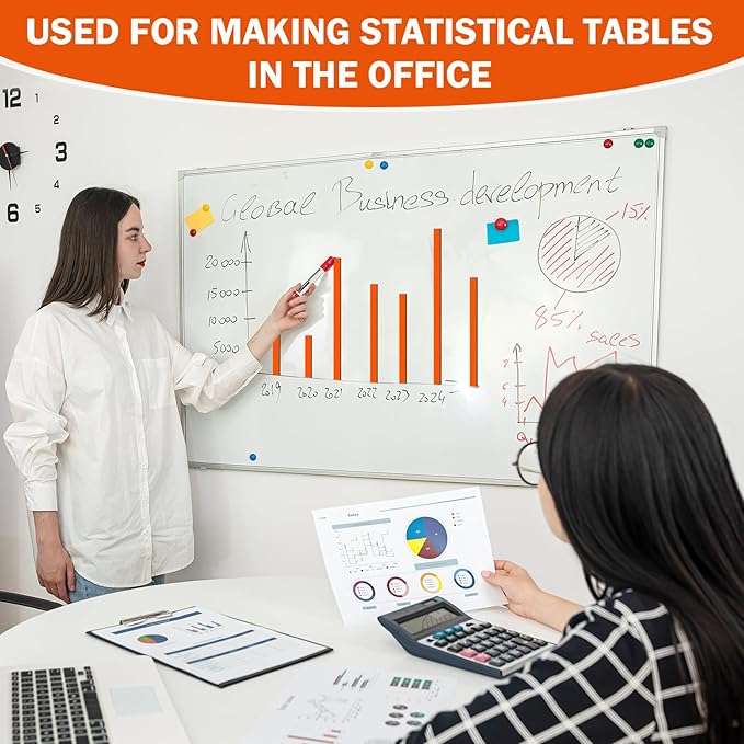 AmazingSpark Magnetic Tape Roll Thin Strips, 0.39 Inch x 33 Feet Magnetic Board Dividers Whiteboard Graphic Decorative Tape Marking Line for Classroom Office Art Accessories(Orange)
