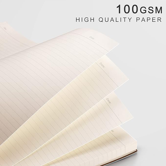 EMSHOI College Ruled Composition Notebook - Large B5 Notebook Lined Journal Leather with Free Sticky Notes, 204 Numbered Pages,100gsm Thick Lined Paper, Softcover, 7.5"x10"-LightBlue