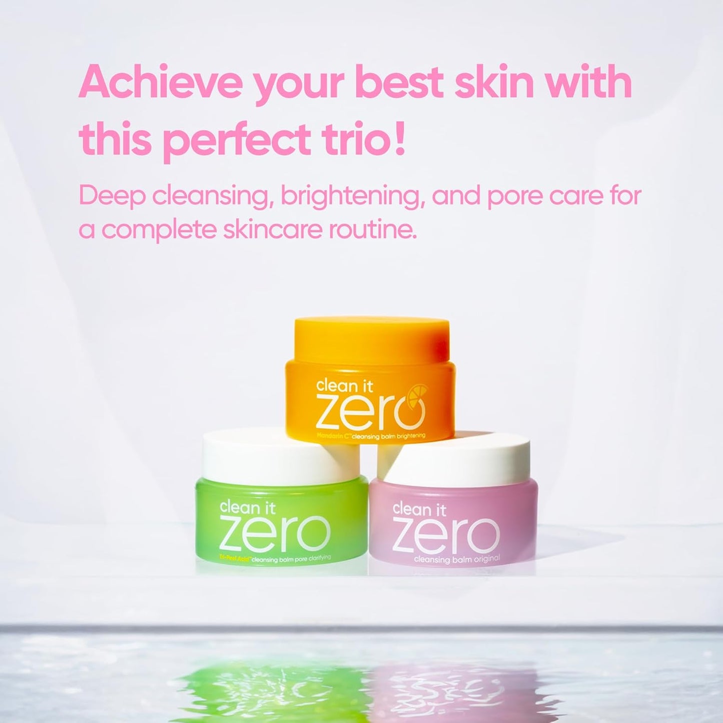 BANILA CO Clean it Zero Best of Balms Trio | Original & Brightening & Pore Clarifying for All Skin Types | Hydrating & Skin Radiance & Blackhead Cleansing (Pack of 3 travel sized balms, 25ml each)