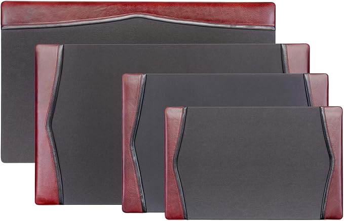 Dacasso Burgundy Leather 25.5" x 17.25" Side Rails Desk Pad