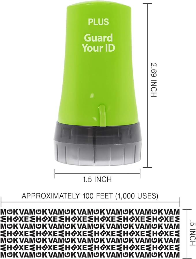 Guard Your ID Advanced 2.0 Roller 3-Pack for Identity Theft Protection, Confidential Security Stamp Mixed Color Kit (Turquoise, Green, White)