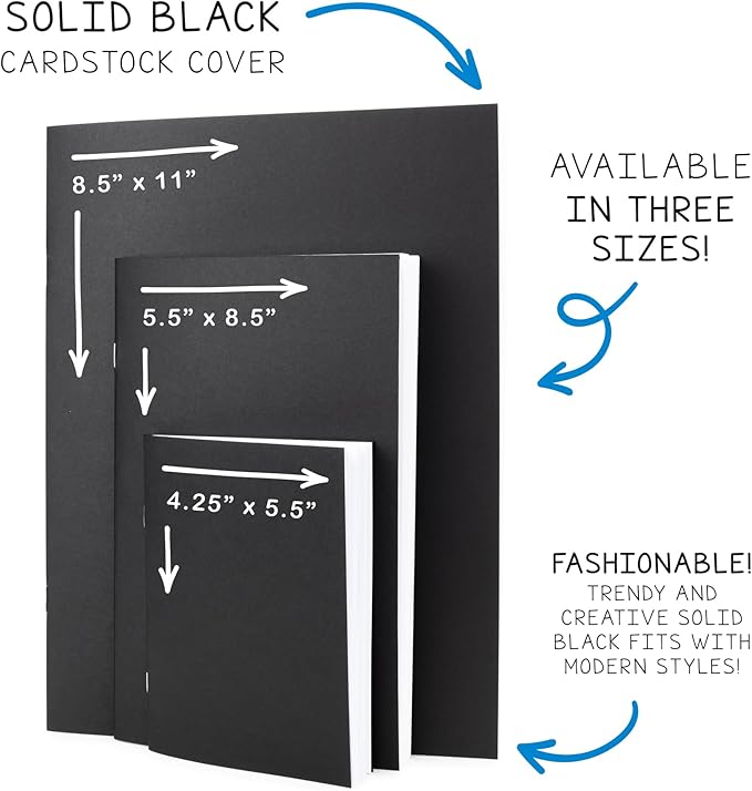 Hygloss Blank Books - Bulk 50 Pack – 4.25" x 5.5" A6 Black Paperback Blank Books for Kids to Write Stories, Doodle, Arts & Crafts – Plain Drawing Sketchbook, Unlined Journal, Notebook Without Lines