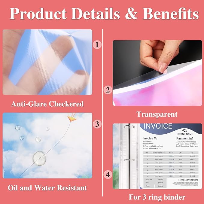 200 Pack Sheet Protectors 8.5 x 11 inch Clear Page Protectors for 3 Ring Binder, Plastic Sleeves for Papers, Document