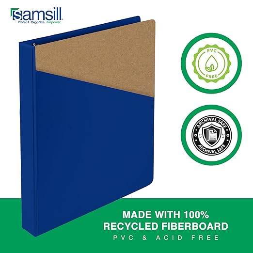 Samsill 1 Inch 3 Ring Binders, Made in USA, Economy Round Ring, Clear View Cover, 200 Sheet Capacity - for School, Home, Office - Blue, 24 Pack