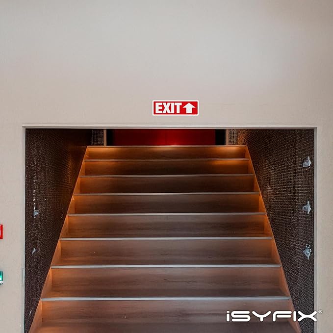 iSYFIX Exit Signs 2 Pack 12x4 Inch with Directional Up Arrows - Rust Free Aluminum, Laminated for UV, Weather, Scratch Resistance - Ideal for Offices, Schools, Theaters, Restaurants