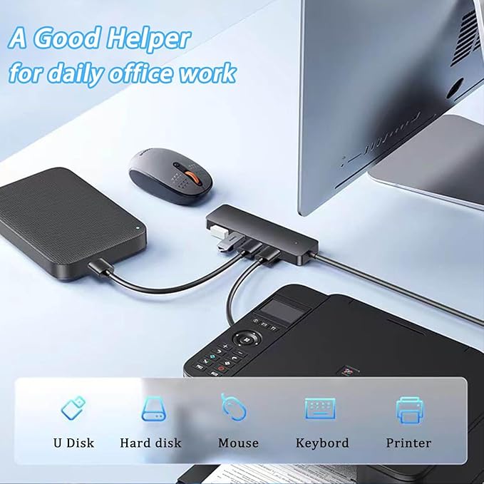 USB Hub, VIENON 4-Port USB 3.0 Hub USB Splitter USB Expander for Laptop, Xbox, PS4/5, Flash Drive, HDD, Console, Printer, Camera,Keyborad, Mouse-3.3ft