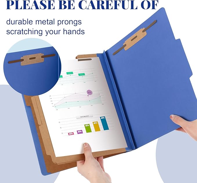 Skyygemm 36 Pcs Classification Folders Letter Size, 3 Divider Pressboard File Folder with Fasteners, Expanding File Organizer Bulk for School Teachers, Office Employee, Coworker, Staff (Dark Blue)