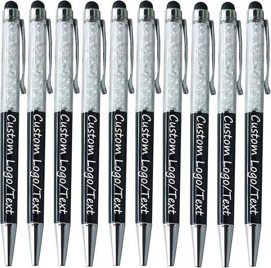 Yucold Customized Pens with Name/Logo - Touch Screen Stylus Ballpoint Pen, Perfect for Weddings, Business & Personalized Gifts (Black,20)