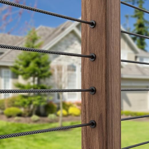 BLIKA 200 Pack Black Stainless Steel Protector Sleeves for 1/8" Deck Cable Railing, for Wood/Composite Posts, T316 Marine Grade, Black Cable Railing Protector Sleeves