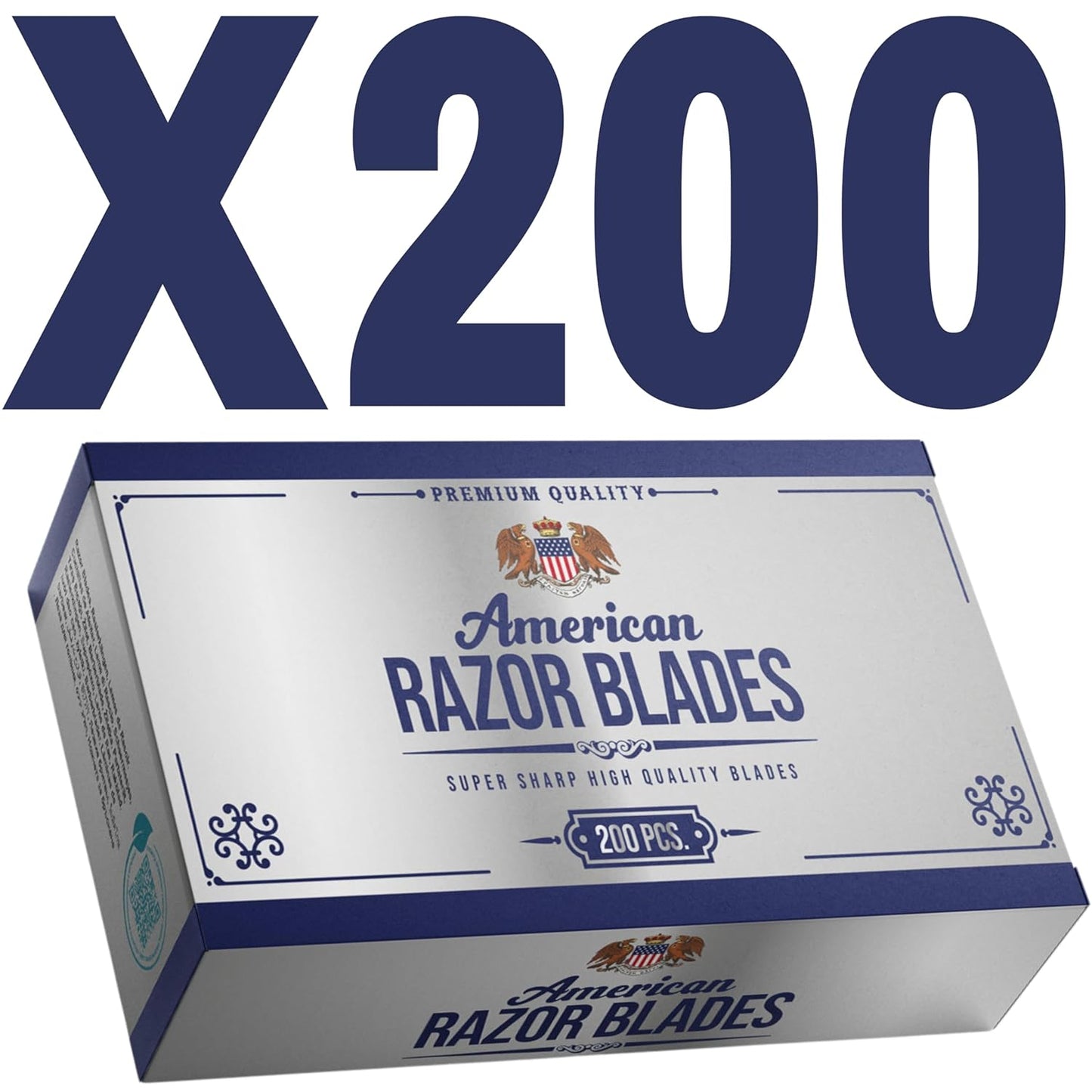 American Razor Blades by The Shave Factory - Super Sharp Double Edge Razor Blades, Japanese Steel, New Value Pack (200)