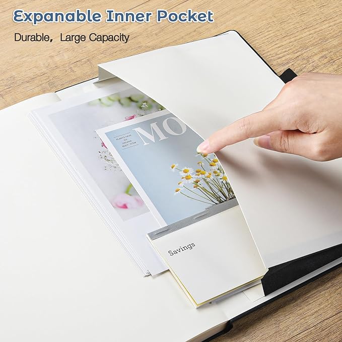 Lined Journal Notebook, 8.5" x 11" Hardcover Leather Notebook for Work, Wide Ruled Notebook Journal for Women Men, 192 Thick Paper, Lay Flat, 2 Pockets, Large Journals for Writing, Purple Notebook
