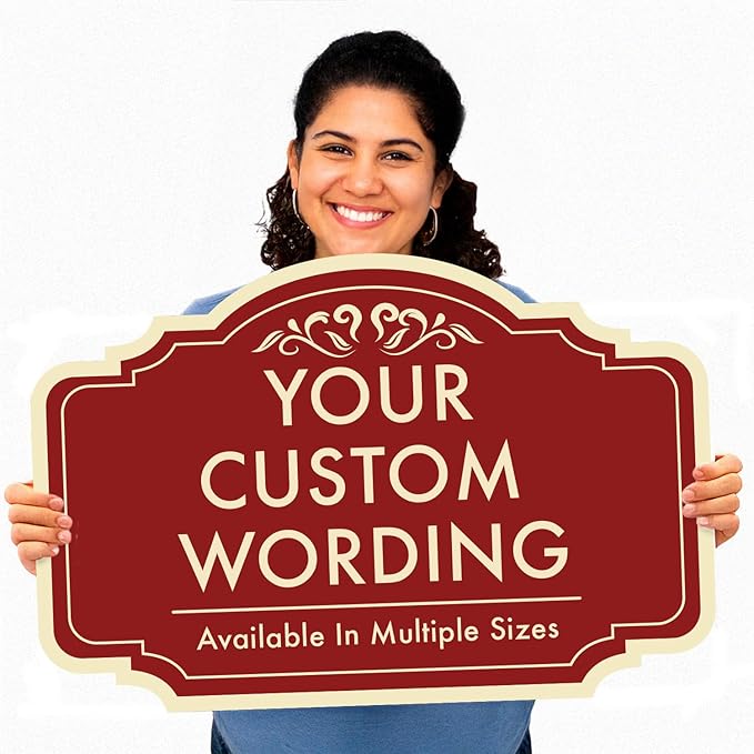 Custom Decorative Outdoor Metal Signs - Personalized Aluminum, Driveway Signs - Design 2 Red Brick, 18x12 In, Waterproof, Made In USA