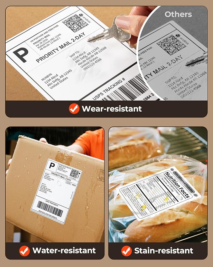 MUNBYN 4"x6" Direct Thermal Shipping Labels, Commercial Grade Permanent Adhesive Fanfold Mailing Postage Label Paper for Thermal Printers and Packages, 220 Sheets per Stack